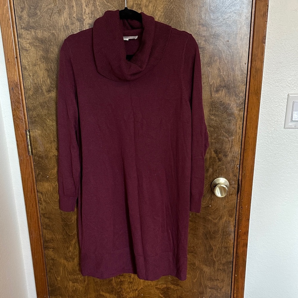 LOFT Maroon Cowl Neck Sweater Dress